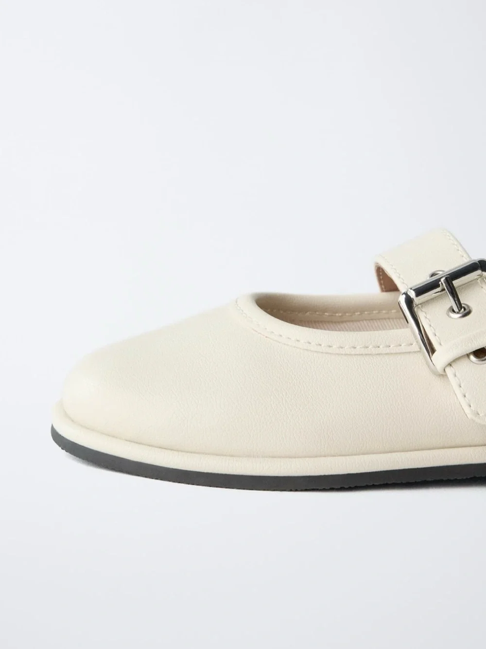 Zara Cream Mary Jane Shoes Buckle Ballet Flats